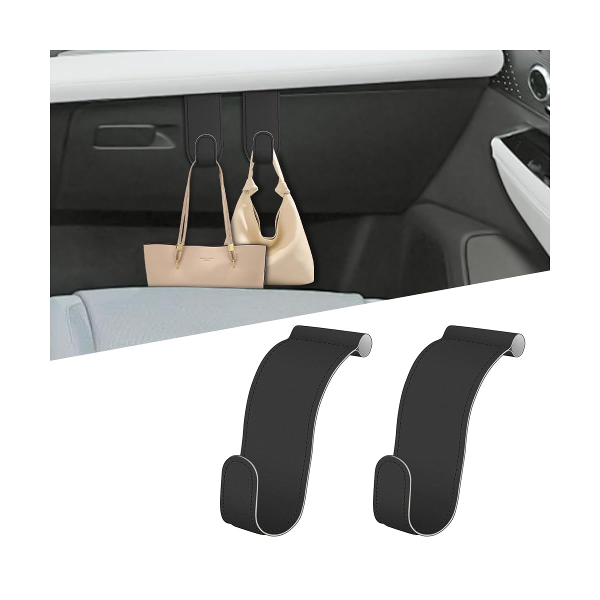 

Bittwee Car Co-Pilot 2 Pcs Anti-Scratch Vehicle Passenger Seat Storage Hanger Handbag Purse Umbrella чёрный