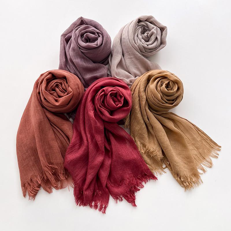 New Ramadan Big Size Women High Quality Muslim Hijabs Plain Solid Color Scarf Shawls Lady Wraps Headwear Pashmina