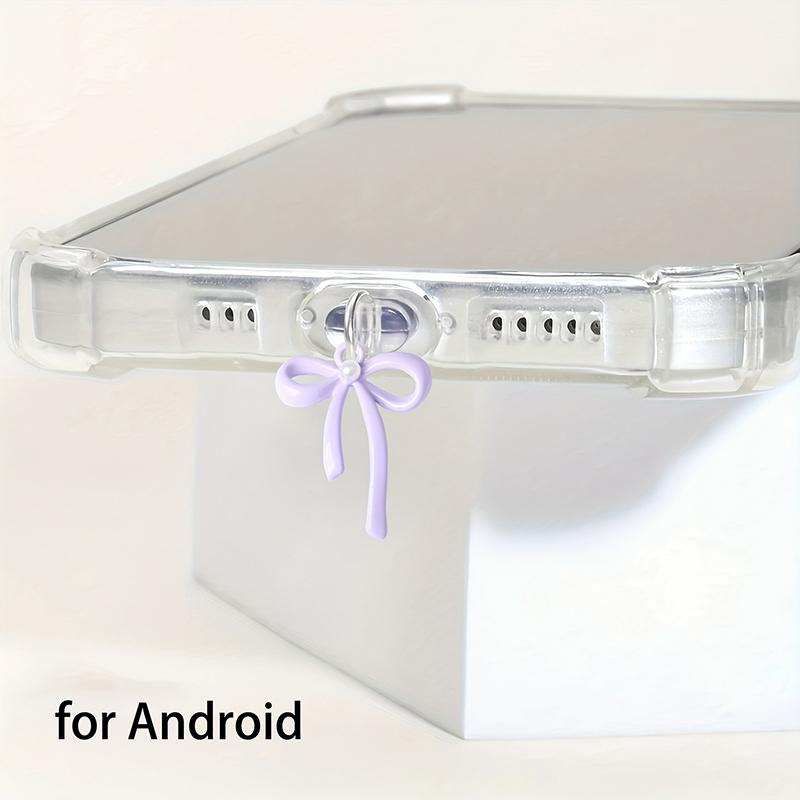 

Korea Cute Pink Bow Pearl Phone Dust Stopper Accessories Pendant Decoration Suitable for iPhone for Samsung Type-C