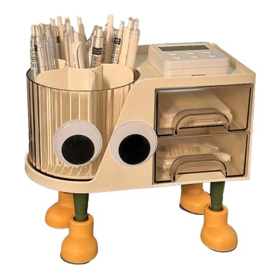 

Yousheng Pencil Holder Large Capacity 360 Degree Rotating Desk Organizer Multi-Layer Zoning Storage Solution for Pens Rulers Scissors Office Desktop бежевый