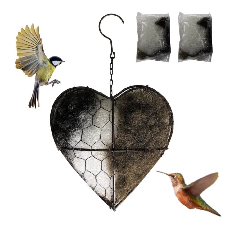 

Durable Metal Heart Form Bird Shelter With Fiber Filling Great For Tiny Birds 1