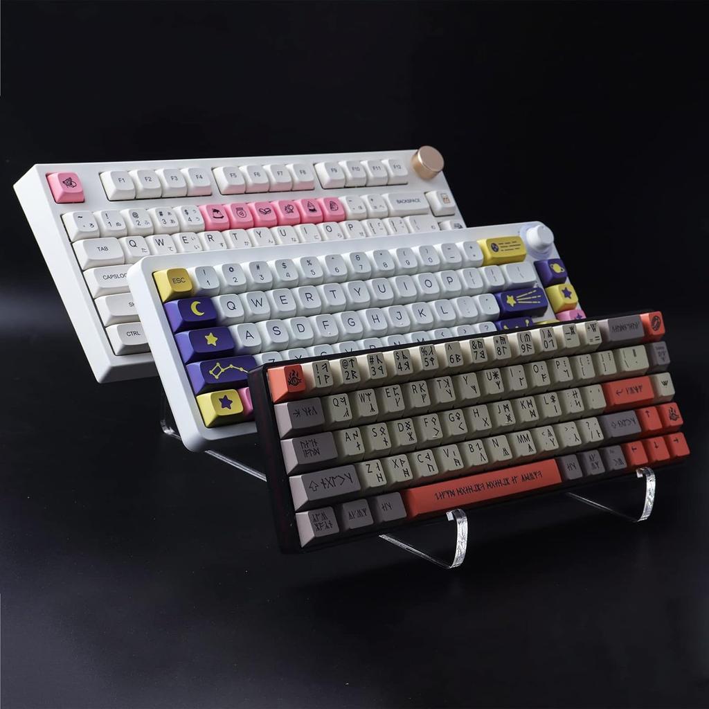 Hyekit 3-Tier Mechanical Keyboard Display Stand - Transparent Super Thick Acrylic Frame Holder - Gaming Keyboard Plate Holder