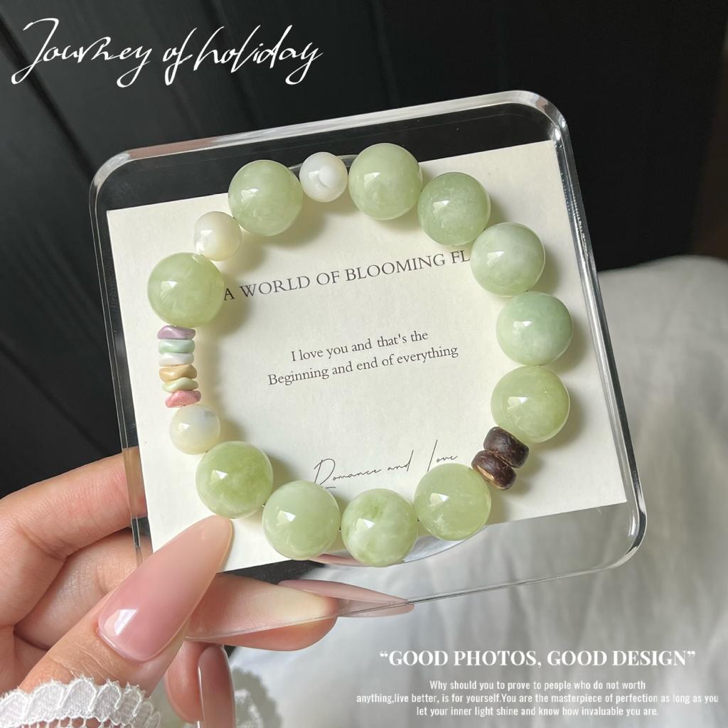 Green grape milk jade bracelet for girls, summer fresh and simple, single-loop niche light luxury high-end feel bracelet gift
