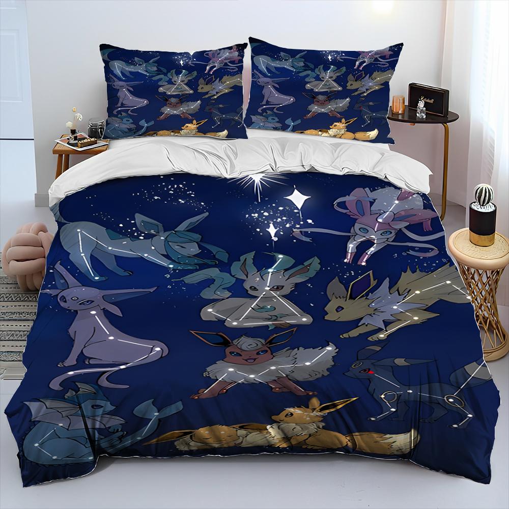 3D Cartoon Pikachu Pokemon Monster Bettdecke Bettwäsche Set Bettbezug Bett Set Steppdecke Bezug Kissenbezug Queen Bettwäsche Set Erwachsene Kinder