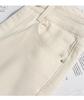 Colores Claros Principios de Otoño Beige Jeans Sueltos de Cintura Alta para Mujer - Pantalones Rectos Tipo Cigarrillo de Longitud 7/8