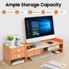 Wooden Monitor Stand with 3 Drawers, Lockable Drawer, Desk Riser Computer Monitor Stand for Office Home PC Laptop