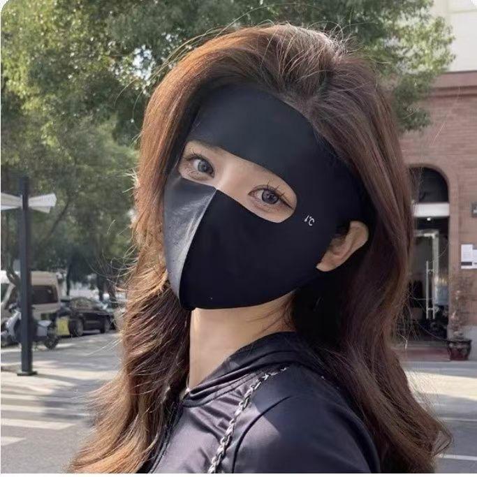 Women's Summer Ice Silk Full Face Sun Protection Mask UV Protection Balaclava Outdoor Cycling Face Cover