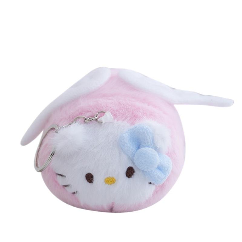 Cute Angel Cylinder Kt Cat Pendant Plush Toy Doll Kitten Bag Pendant Keychain Rag Doll