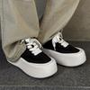 Black And White Board Shoes Versatile Muffin Shoes Big Head Biscuit Shoes Thick Sole Super Fire Simple Men Breathable White Shoes Increase Height