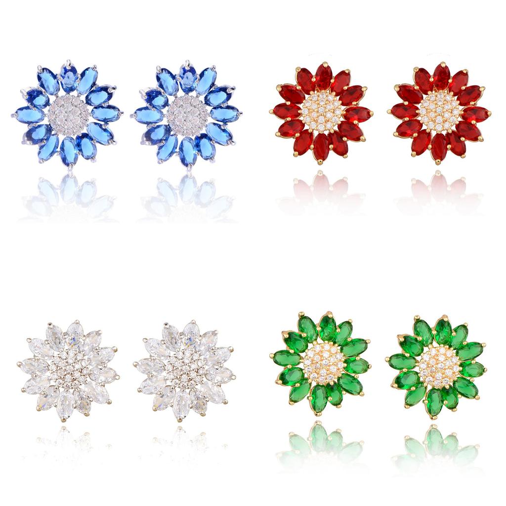 Sunflower Zircon Earrings For Women Elegant Floral Jewelry Gift For Her