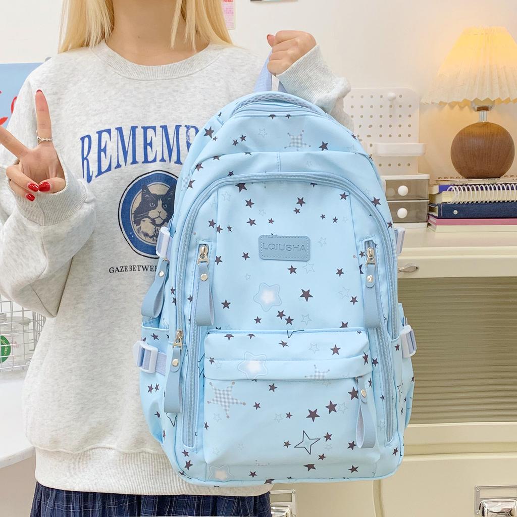Schoolbag1011 new schoolbag female junior high school high school student large capacity star printing backpack female college student computer bag