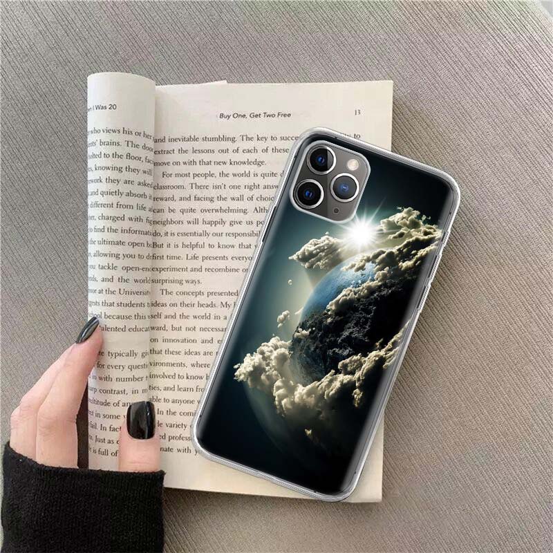 Earth, Stars, Space Phone Case For Apple Iphone 12 13 Mini 14 15 Pro 17 Pro Max Air 11 16E 16 Plus Shell Cover Clear T