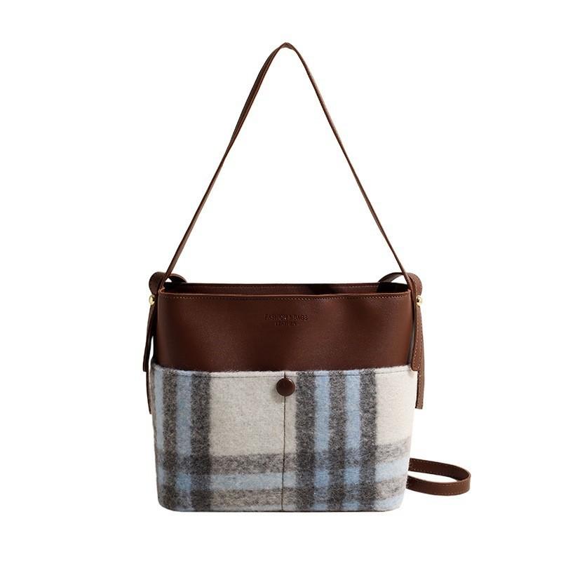 Trendy Cross-border Style Woolen Vintage Bag For Women 2024 Fall Winter Shoulder Bag