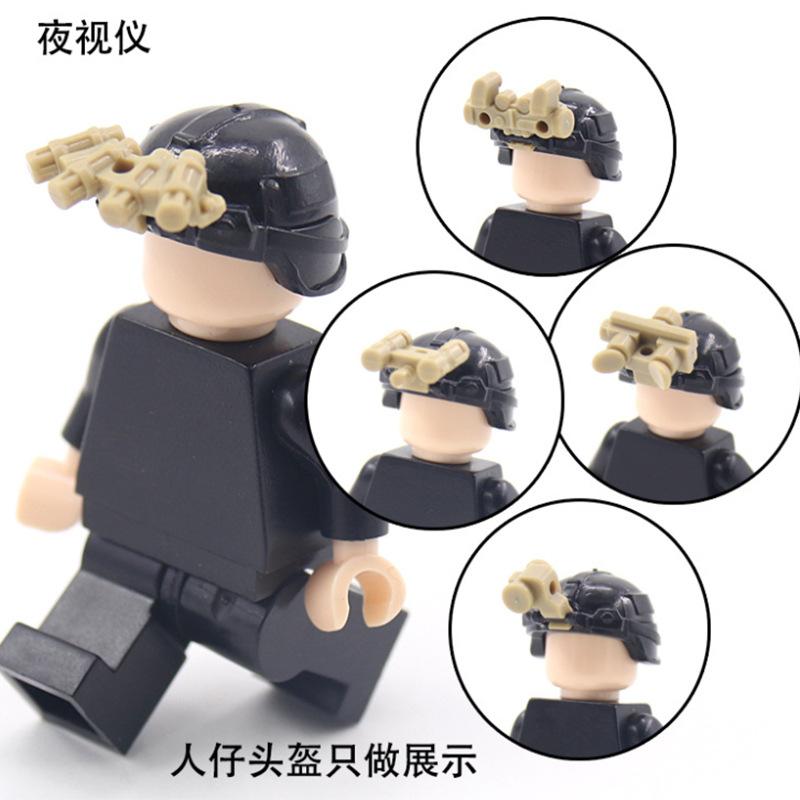 Militär Baustein Puppe Ausrüstung Tragen Nachtsichtgerät Mit Kinderspielzeug Zusammengebauter Baustein