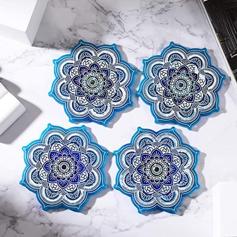Silicone Jewelry Making Epoxy Mould Resin Casting Mold Decorative DIY Crystal Agate Coaster Mold Creative MandalaMug