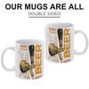 1pc 11oz White Mug with Double-Sided Print for Beer Lovers, Fun Coffee Cup for Work Desk, Great Unique Gift for Friends