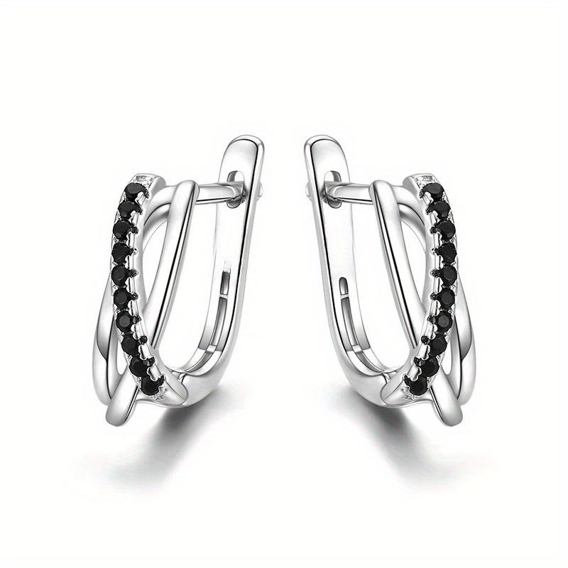 Black Awn Klassische echte Ohrringe, Schmuck, schwarzer Stein, niedliche Creolen für Frauen