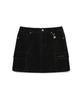 Wacky Willy Women'S Velvet Denim Cargo Mini Skirt Black