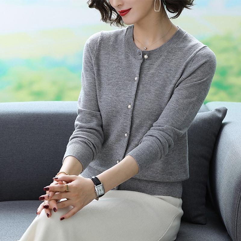 Damen Pullover Strickjacken 2025 Herbst Winter Langarm O-Ausschnitt Schwarz Gestrickter Pullover Damen Oberteile Strickjacke JJ117