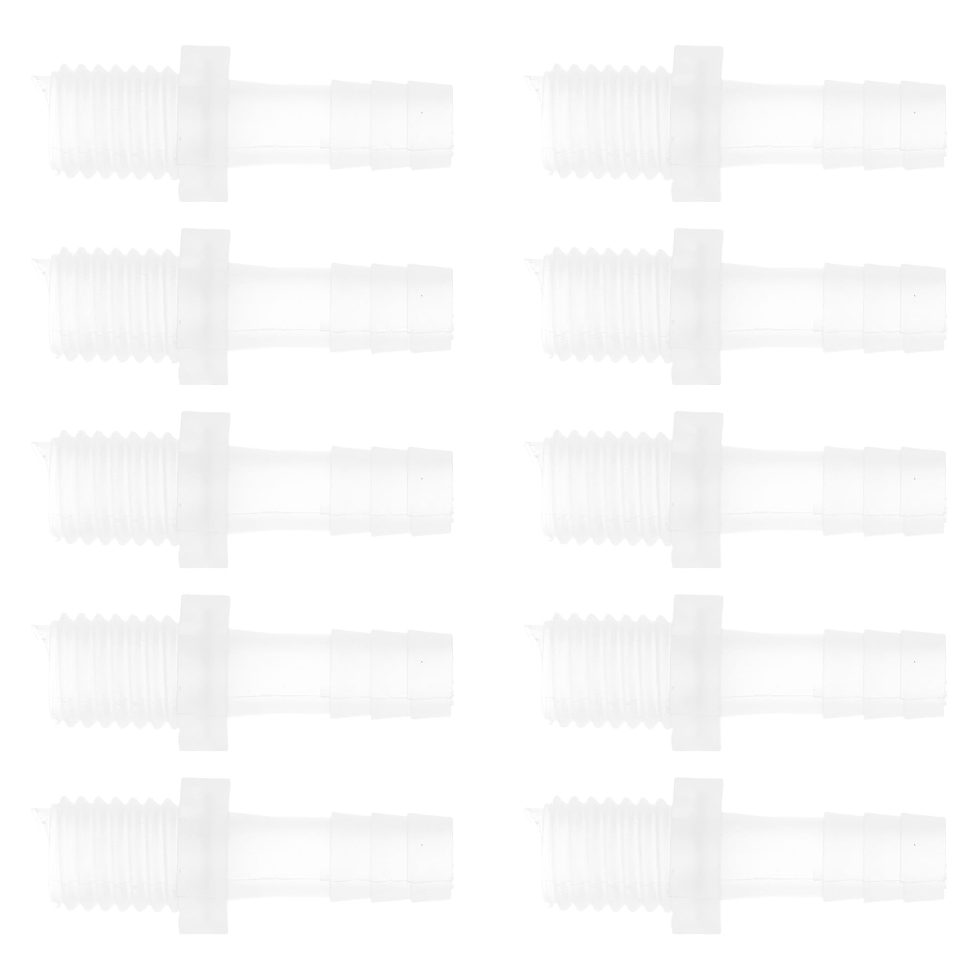 INFINAUTO Plastic Hose Barb Fitting 5/16  Barb M12 External Thread Adapter Connector PP Clear 10pcs 5/16 -M12