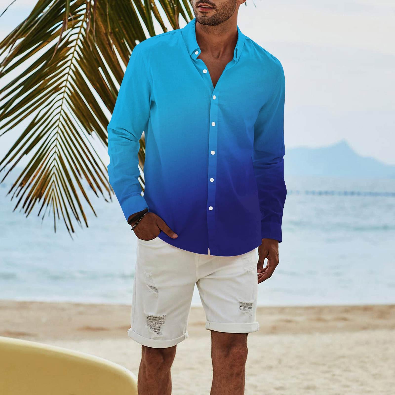 

Мужская модная повседневная футболка с длинным рукавом и принтом на пуговицах, рубашка обычного кроя XL