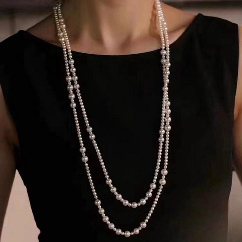 Imitation Pearl Multi-Layered Women'S Necklace Exaggerated High Street Club Party Banquet Necklace For Women Jewelry