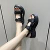 Platform Sandals Women's Summer New Muffin Open-toed Velcro Sandals Casual Contrasting Beach Women's Shoes