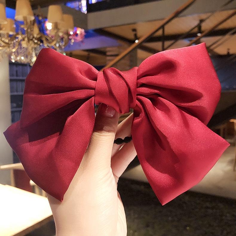 

Korean Satin Fabric Bow Hair Clip Girl’s Temperament Sweet and Cute Back of Head Rubber Band Hair Tie Fashion Hair Accessories