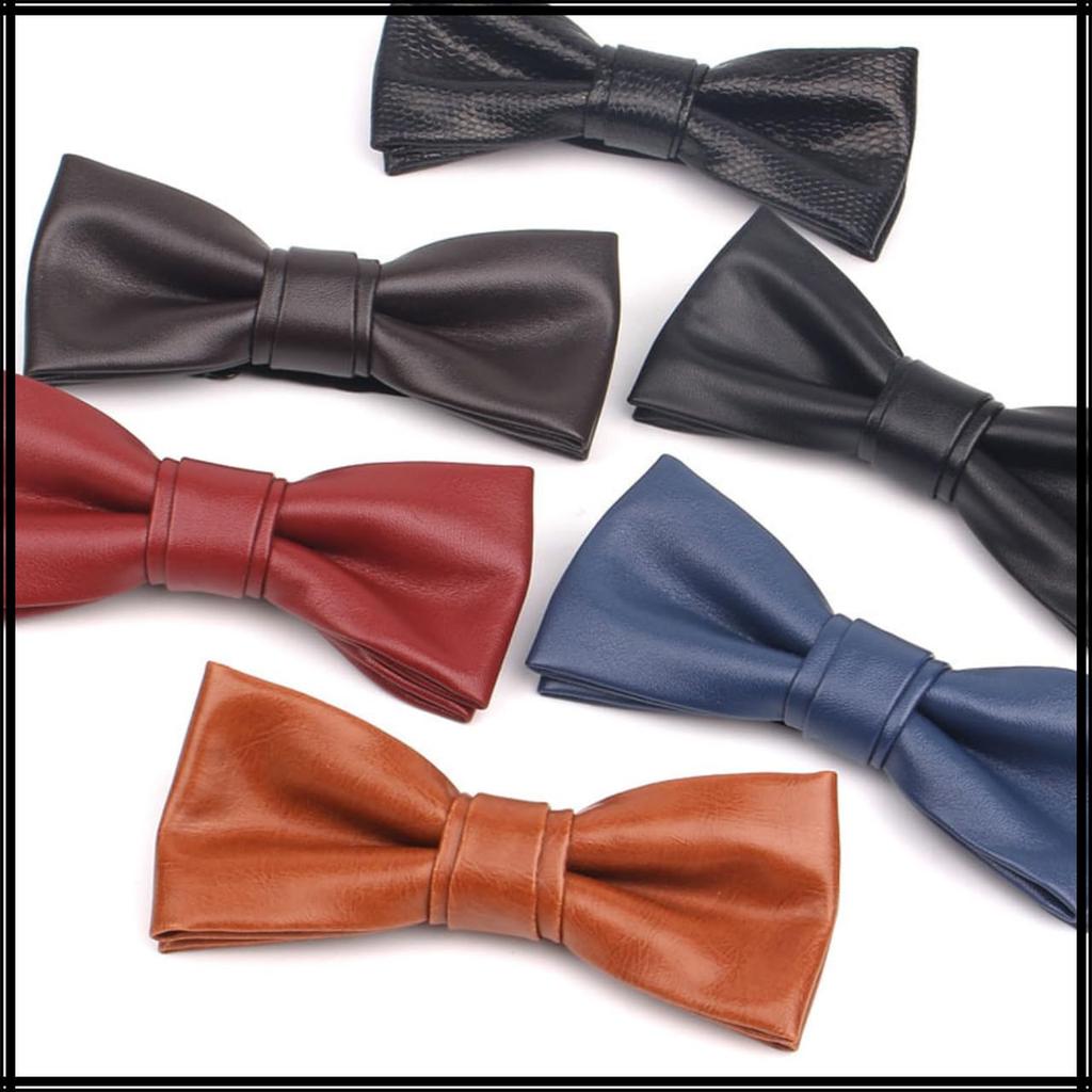 [White Fang] PU Leather Bow Tie, Simple Design, Fashionable, Stylish, Men's & Women's, NC093 (Red)