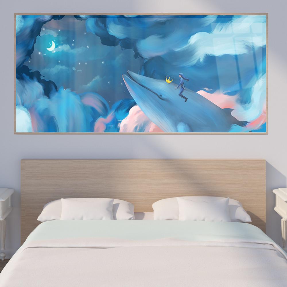 

Abstract oil painting, outdoor sketching, dreamy starry sky, canvas painting, living room, bar, home decoration mural No Frame 20*40cm No Frame