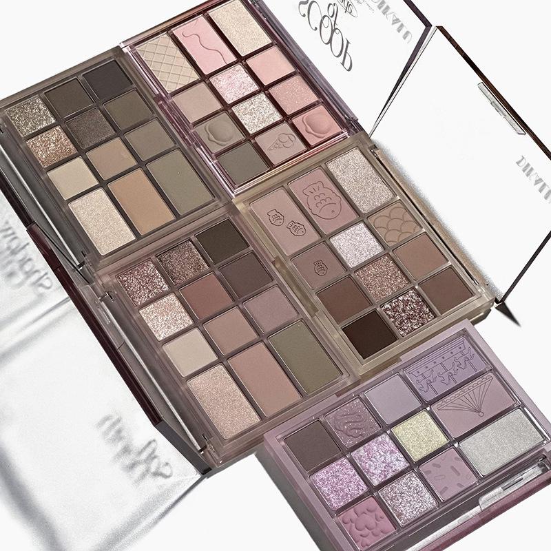 DIKALU 12-Color All-in-One Eyeshadow, Blush, Highlight & Contour Palette - Shimmer & Matte