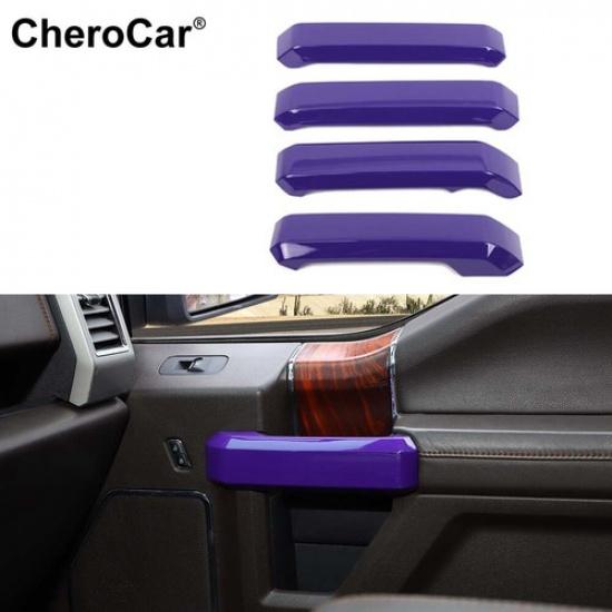 Purple 4X Interior Side Door Handle Decor Cover Trim Kit For Ford F150 2015-