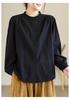 Women's Retro Cotton Linen Embroidered Ruffled Hem Shirt
