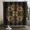 Bohemia Mandala Blume Duschvorhang Schwarz Gold Badevorhang Heim Badezimmer Dekoration Wasserdichtes Gewebe Badewannen-Bildschirm Mit Haken