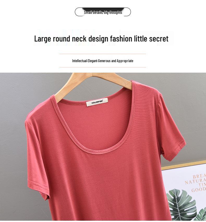 Women's Korean Style Slimming Modal Short Sleeve Top - Summer Fashion Round Neck Tee