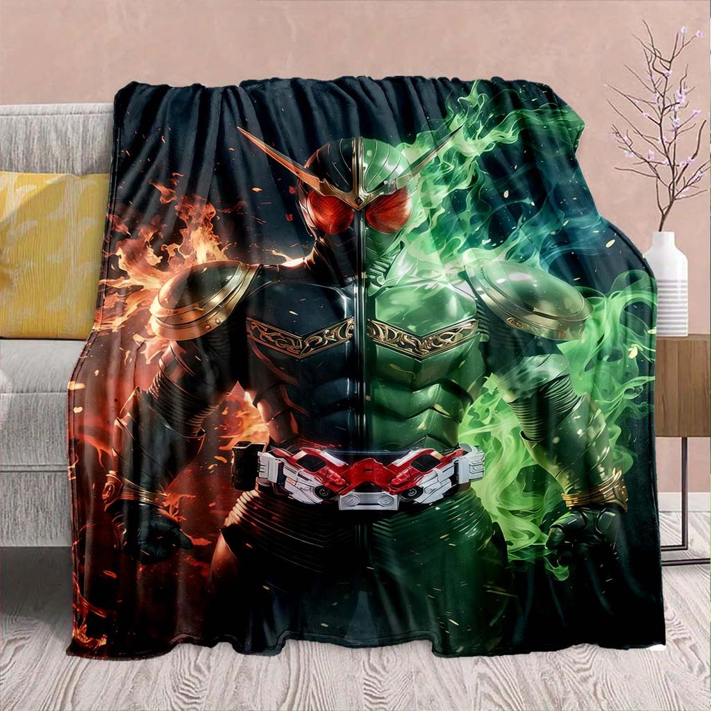 Kamen Rider Anime Flannel Blanket – Soft, Warm, Perfect for Sofas, Bedding, Camping, Travel, Office, and Home Decor – QJY