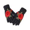 Soft Winter Gloves Embroidered Flower All Finger Gloves Knitted Gloves  Outdoor Cycling Driving