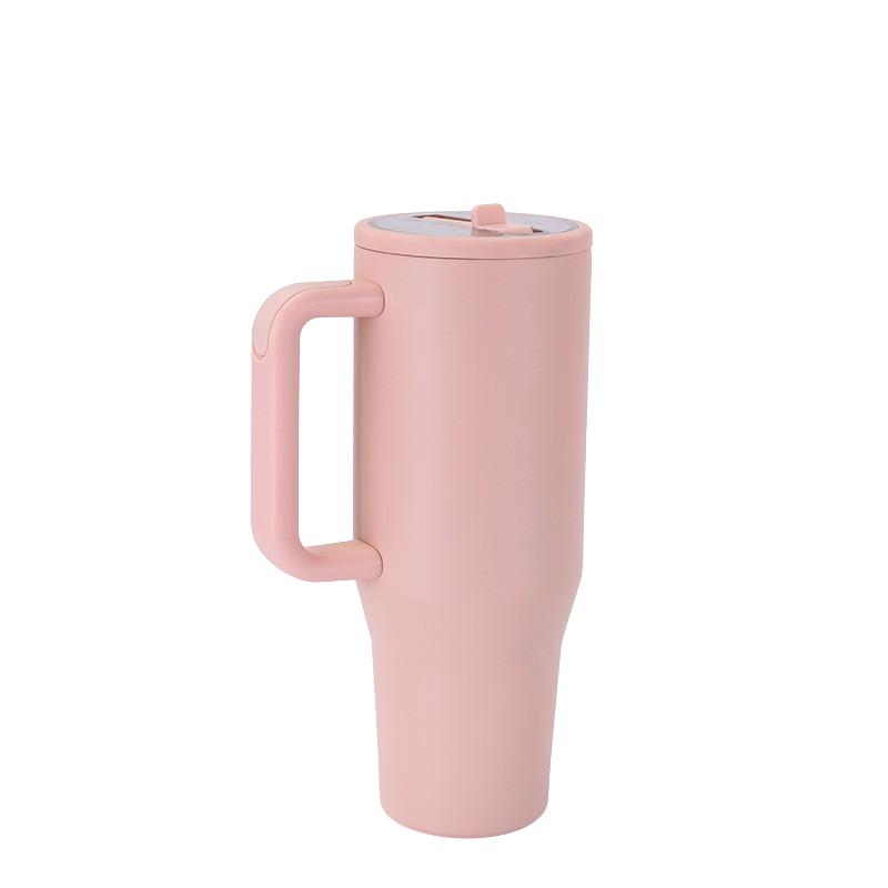 Custom Logo 40oz Stainless Steel Vacuum Insulated Travel Car Beer Coffee Mug Cup Double Walled Tumbler With Flip Straw Handle