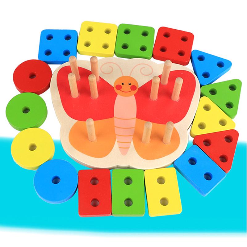 Montessori Wooden 3D Geometry Shape Educational Sorting Board Building Blocks Children Learning Shap