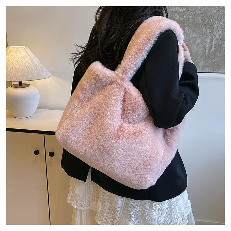 1 Pezzo Autunno/Inverno Nuova Borsa da Donna Peluche Grande e Morbida, Borsa a Mano alla Moda INS, Borsa da Shopping Versatile, Borsa da Donna Singola Spalla Chic