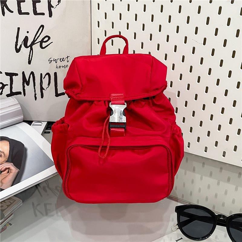 Color Solid Casual Travel Nylon Backpack Waterproof Design Teens Bag Students