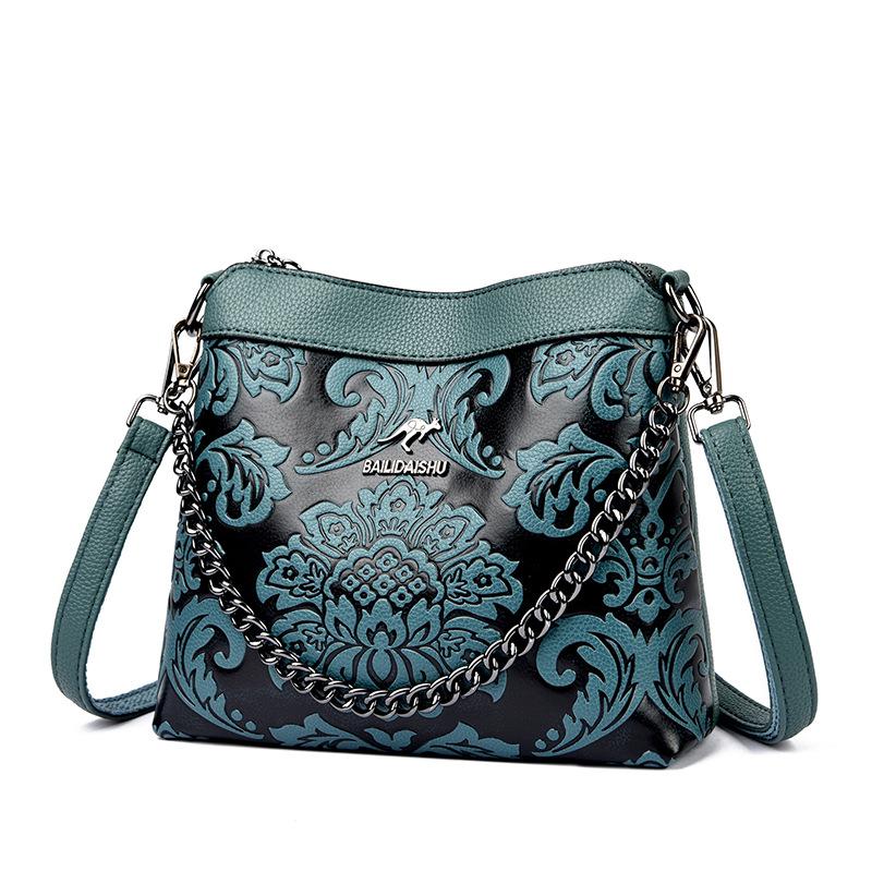 Fashion Embossed Chain Bag - Women's Single Shoulder Bag - Casual Crossbody Bag