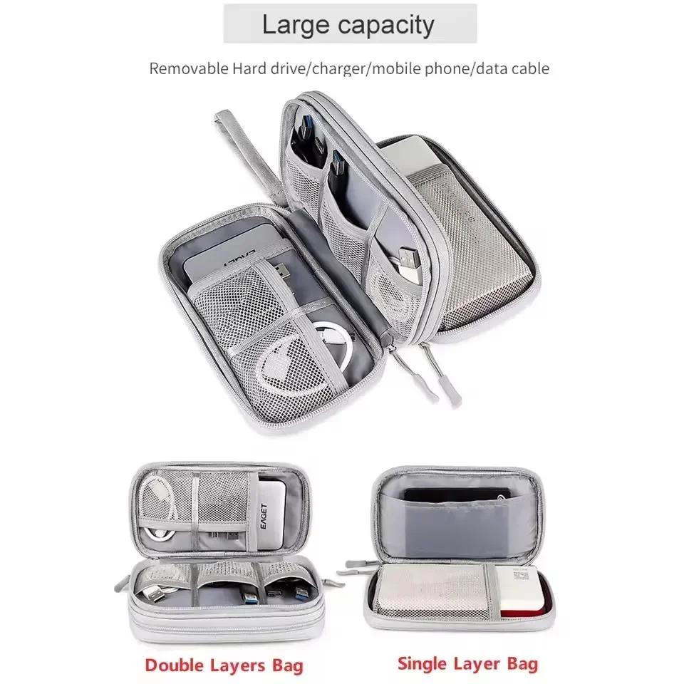 Data Cable Storage Bag Waterproof Portable Carry Case Layers Storage Bag Travel Organizer Bag for Cable Cord USB Charger