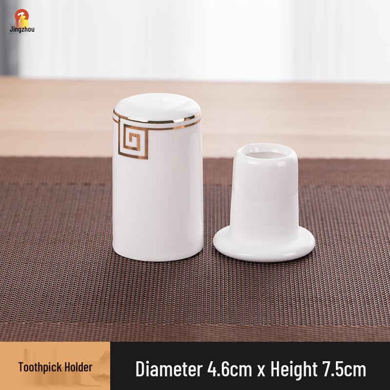 Gold Rim Ceramic Toothpick Holder Set Other