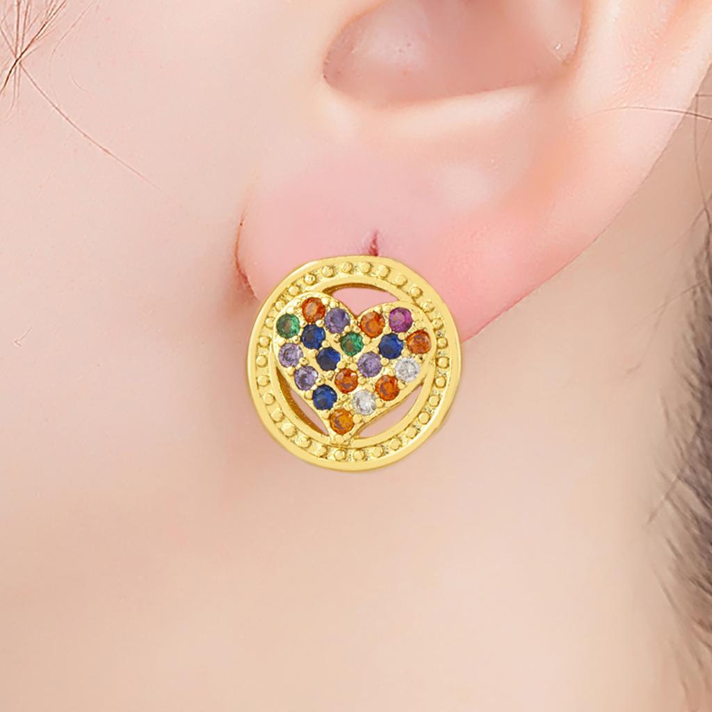 Nidin New Classic Design Heart Shape Heart Crystal Zircon Stud Earrings For Women Female Birthday Party Ear Jewelry Fine Gifts