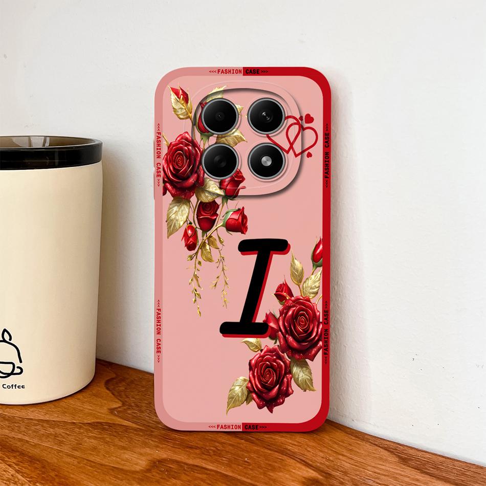 Case For Poco M8 Pro / Poco M5 M5S Fashion Rose Letters Soft Liquid Silicone Phone Shell For Poco M 8 M 5 Lightweight Funda