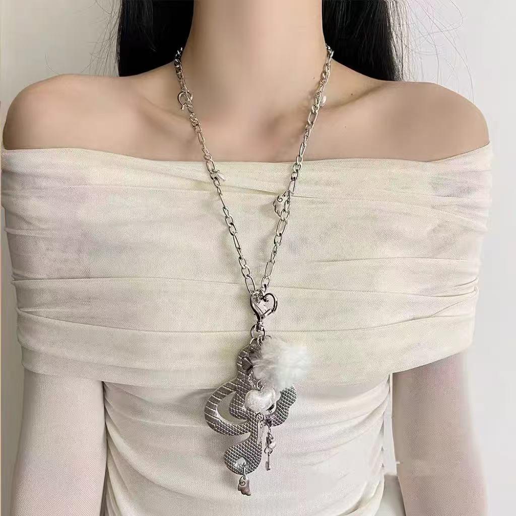 Y2K Spicy Girl Dark Star Leather Choker Necklace - Pure Desire Clavicle Chain