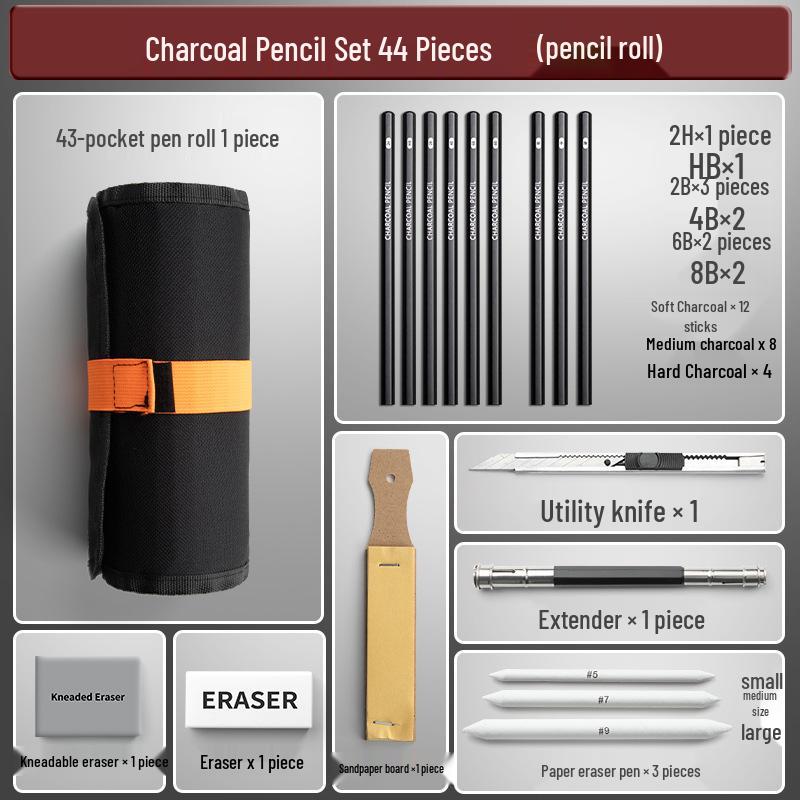 Professional Sketch & Charcoal Pencil Set for Students & Beginners