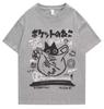 2026 Summer New Fashion Tshirt Pocket Black Cat Japanesestyle Graffiti Print Tshirt Unisex And Unisex Pure Cotton Breathable Top
