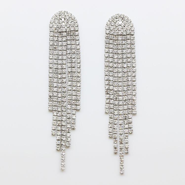 Ohrringe mit S925 Silbernadel und Diamantquasten - Funkelnder Hochzeitsschmuck